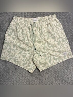 Allfenix Floral Print Swim Trunks in Sage Men’s Medium